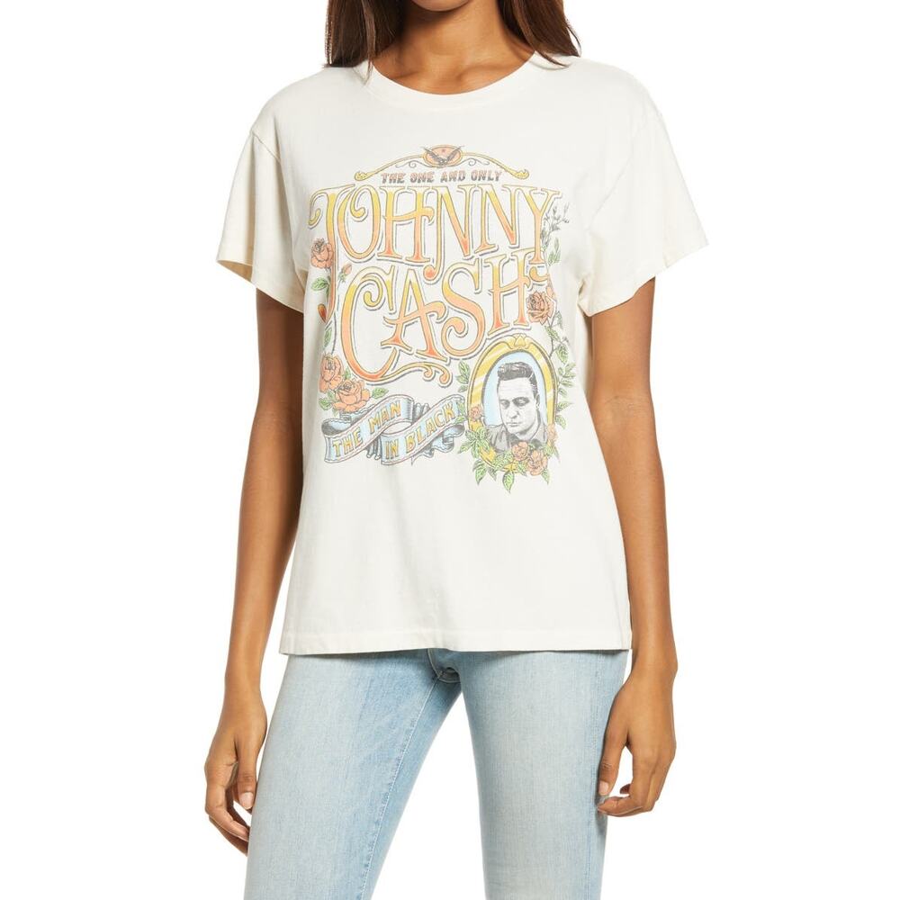 Daydreamer Beige Johnny Cash One & Only Tour Graphic Tee Women's Size Large
